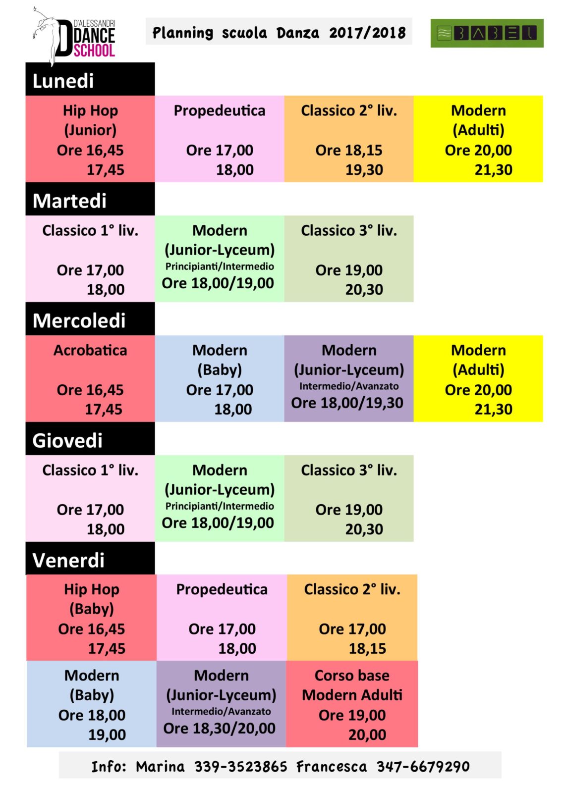 Planning nuovo orari 2017 2018 - Babel